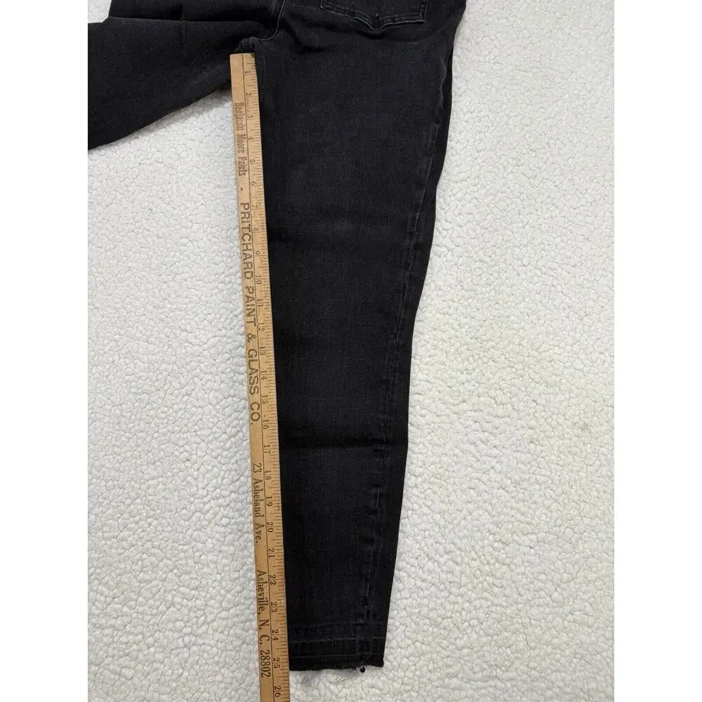 Spanx Jeans Womens L‎ Black Distressed Ankle Skinny High Rise Raw Hem Stretch